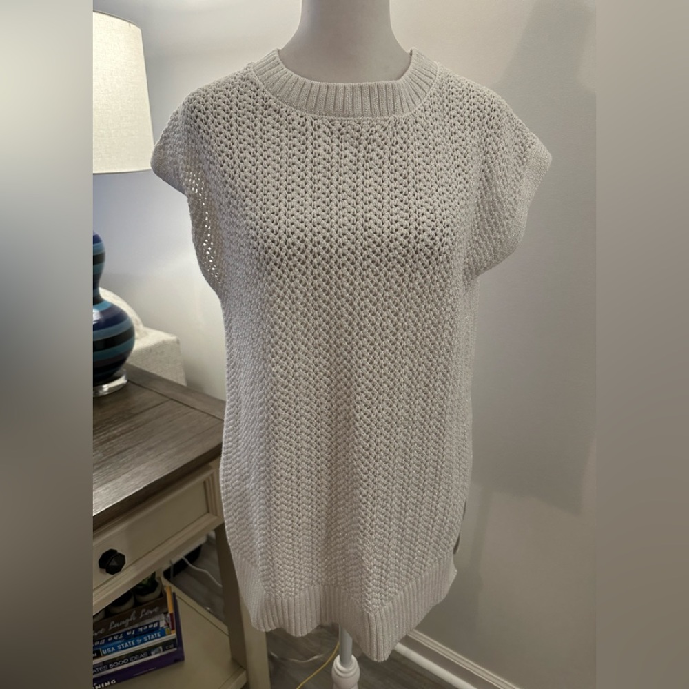 Soft Surroundings Amanda Pointelle Pullover Open Weave NWT